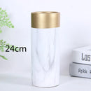 Nordic Marble & Gold Trim Vase by Axyaa - Modern Ceramics for Home Decor
