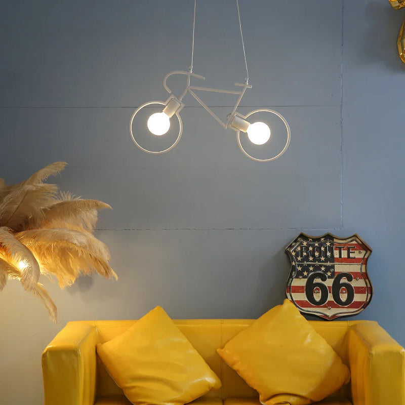 Axyaa Retro Bicycle Pendant Light | Industrial Kitchen Bar Restaurant Living Room Luminaire