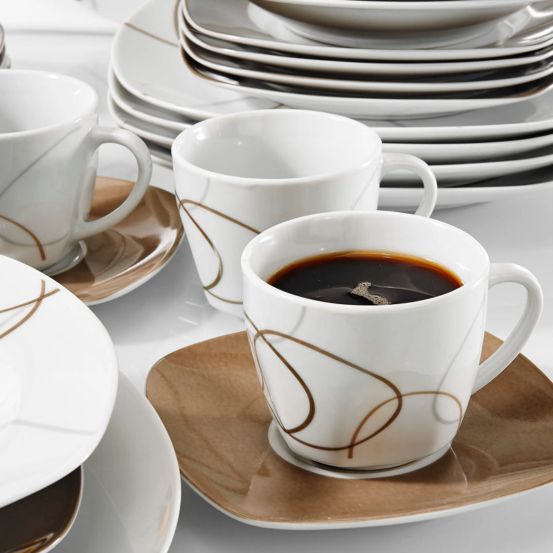 Axya™ 30-Piece Porcelain Dinner Set: Plates, Cups, Saucers - Elegant Kitchen Collection