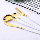 Axyaa White Gold Dinnerware Set 24pcs Stainless Steel Cutlery Flatware Set
