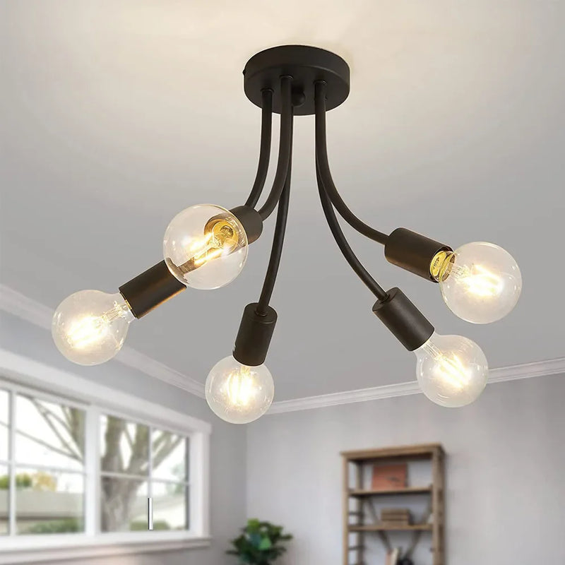 Axyaa Rod Iron Sputnik Chandelier Vintage Ceiling Lamp Light Fixture.