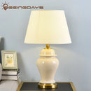 Axyaa Chinese Style Ceramic Table Lamps for Living Room Bedroom, E27 Bulb, Button Switch