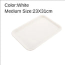 White Plastic Dinner Plate Set by Axyaa: Nordic Style Rectangular Tray for Home & Hotel
