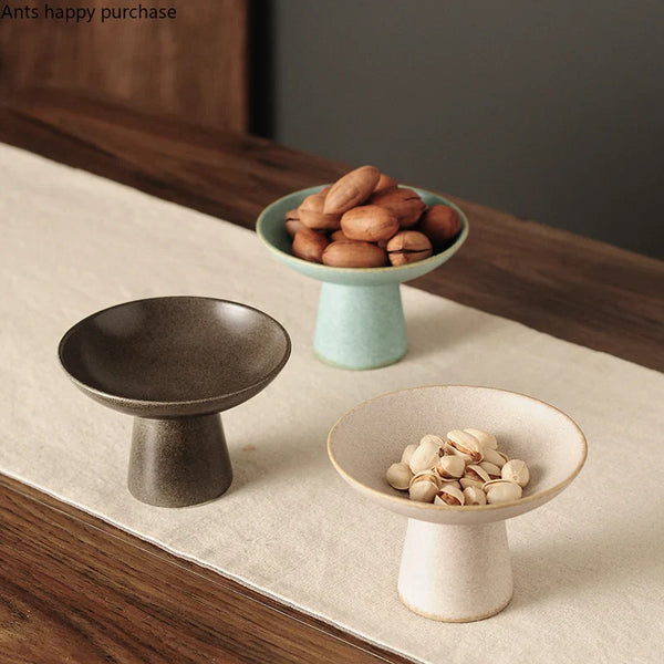 Axya High-Footed Ceramic Snack Tray & Fruit Plate, Dessert & Salad Bowl