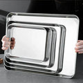 Axyaa Stainless Steel Serving Tray for Food Storage, Sausage, Noodles, Fruits - Restaurant Quality