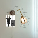 Axyaa Vintage Copper Wall Lamp with Wood Base and Pull Chain - Bedroom Bathroom Lighting