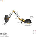 Axyaa Antique Black Wall Lamp 2 Heads Vintage Industrial Sconce LED Applique Murale