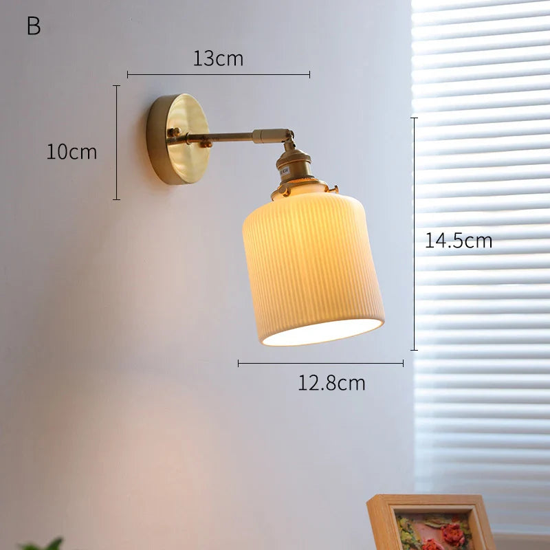 Axyaa Ceramic LED Wall Lamp with Knob Switch for Bedroom, Bathroom, and Stairway