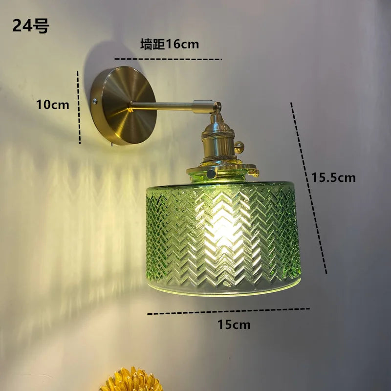 Axyaa Clear Glass LED Wall Sconce Switch Lamp for Bathroom Mirror Stairway, Nordic Copper Influence