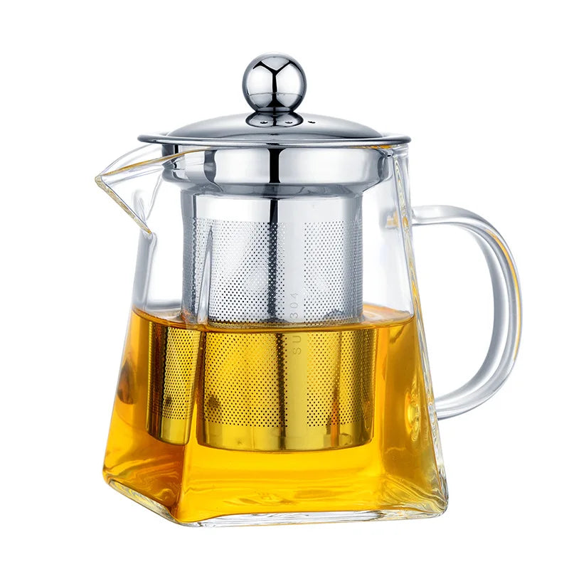 Axya Stainless Steel Tea Infuser Pot Glass Teapot Cup