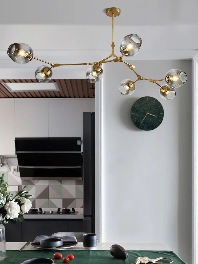 Axyaa Modern Glass Pendant Lights - Molecular Design Hanging Lamp for Dining Room Kitchen