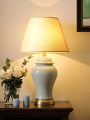 Axyaa Chinese Style Ceramic Table Lamps with Button Switch for Living Room Bedroom