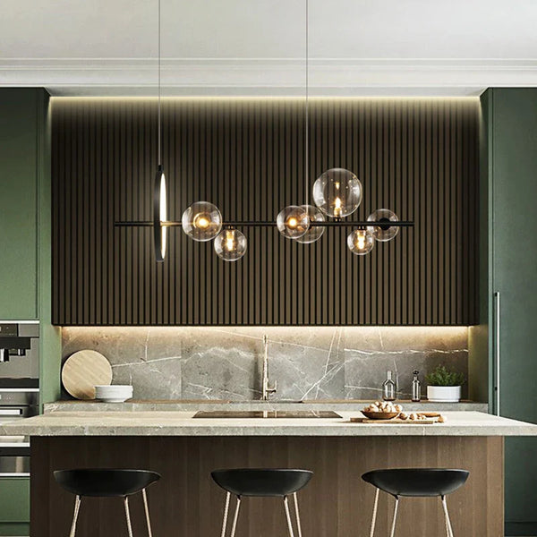 Axyaa Glass Ball Chandelier Pendant Lights for Coffee Shop, Restaurant, and Bar