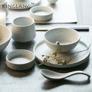 Axya™ Japanese Ceramic Western Meal Plate Set with Small Spoon and Sauce Dish