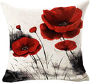 Axyaa Red Poppy Watercolor Cushion Cover