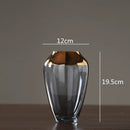 Axyaa Glass Vase: Golden Transparent Modern Home Decor Handicraft