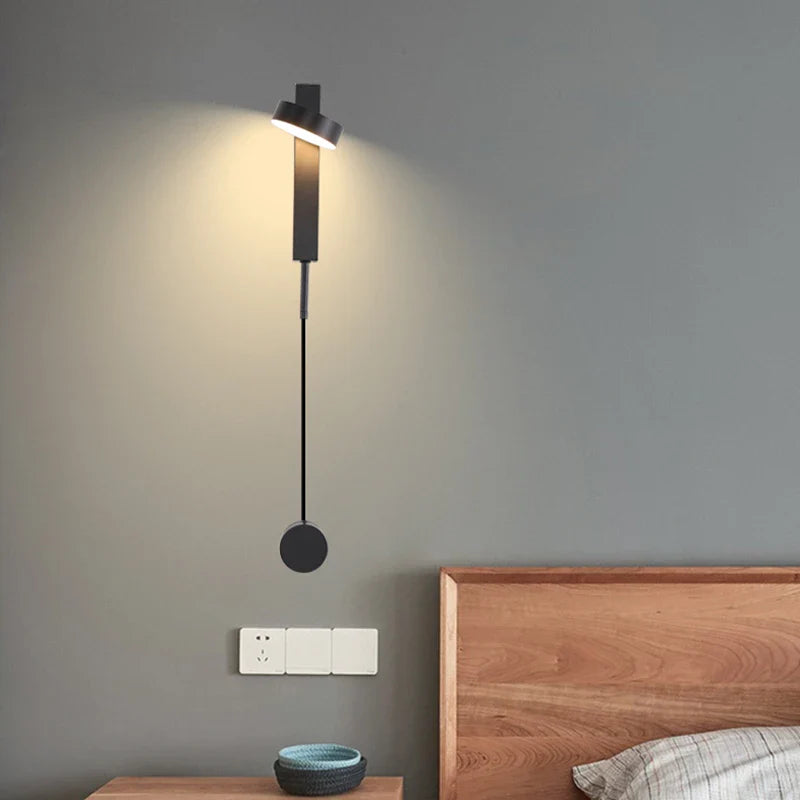Axyaa Rotating LED Wall Lamp | Black Gold Indoor Lighting Fixture for Bedroom & Living Room