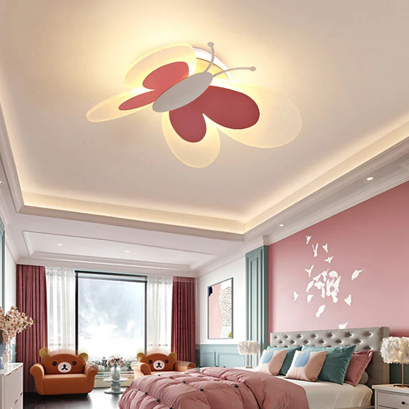 Axya Pink Butterfly LED Ceiling Lamp for Kids' Bedroom