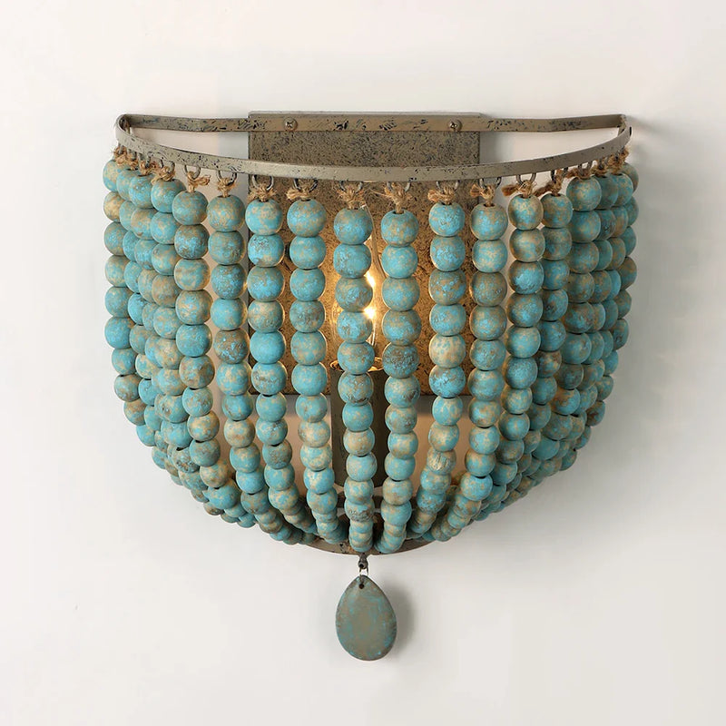 Axyaa Nordic Retro Wooden Bead Wall Lamp for Home Lighting