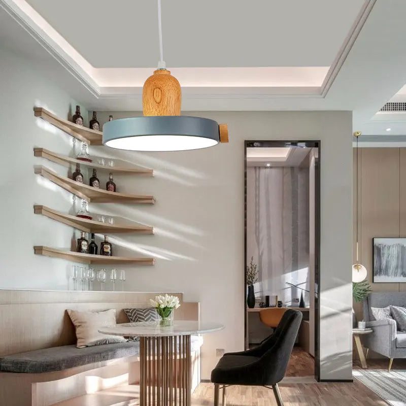 Axyaa Nordic LED Wood Iron Pendant Light - Customizable Modern Design