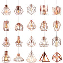 Axyaa Rose Gold Iron Cage Pendant Light: Modern Hanging Kitchen Living Room Lamp