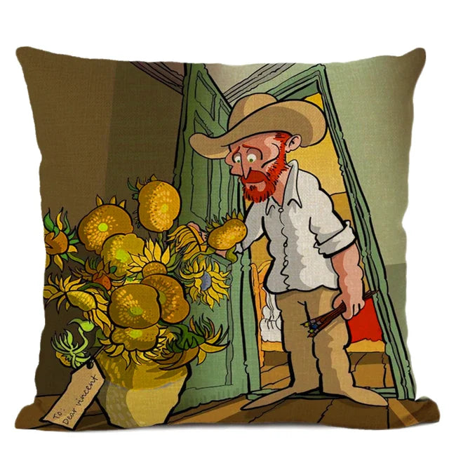Van Gogh Self Portrait Cushion Cover by Axyaa - Home Decor
