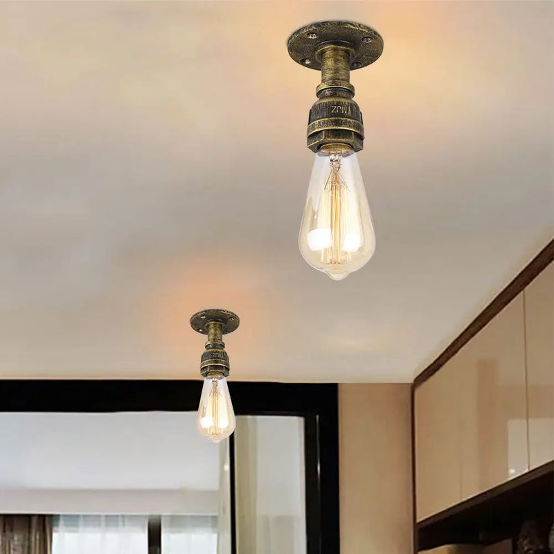 Retro Loft E27 Pipe Ceiling Lights by Axyaa Industrial Iron Lamp Fixtures