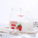 Axyaa Strawberry Glass Water Cup: Cute, Creative, Heat-Resistant Milk Carton Mug for Home & Coffee