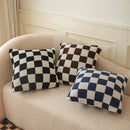Axyaa Checkered Flocking Cushion Cover for Home Decoration