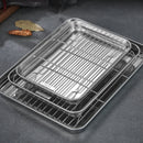 Axyaa Stainless Steel Food Storage Tray and Grid - Bakeware Set for Baking, Cooling, and Serving