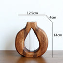 Axyaa Wooden Vase Glass Test Tube Flower Arrangement Hydroponics Home Decor