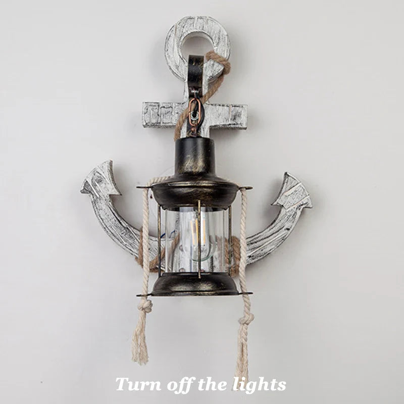 Axyaa Retro Vintage Wooden Glass Wall Lamp