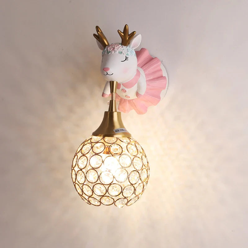 Axyaa Elephant Deer Child Room Wall Lamp for Kids Bedroom - Resin Animal Design