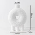 Axyaa Circle Texture Black and White Ceramic Vase - Modern Abstract Floral Home Decor