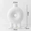 Axyaa Circle Texture Black and White Ceramic Vase - Modern Abstract Floral Home Decor