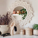 Axyaa Bohemia Macrame Handmade Round Mirror Wall Tapestry - Bedroom Livingroom Bathroom Decor