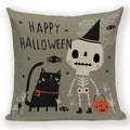Happy Halloween Pumpkin Print Linen Throw Pillow Cover by Axyaa