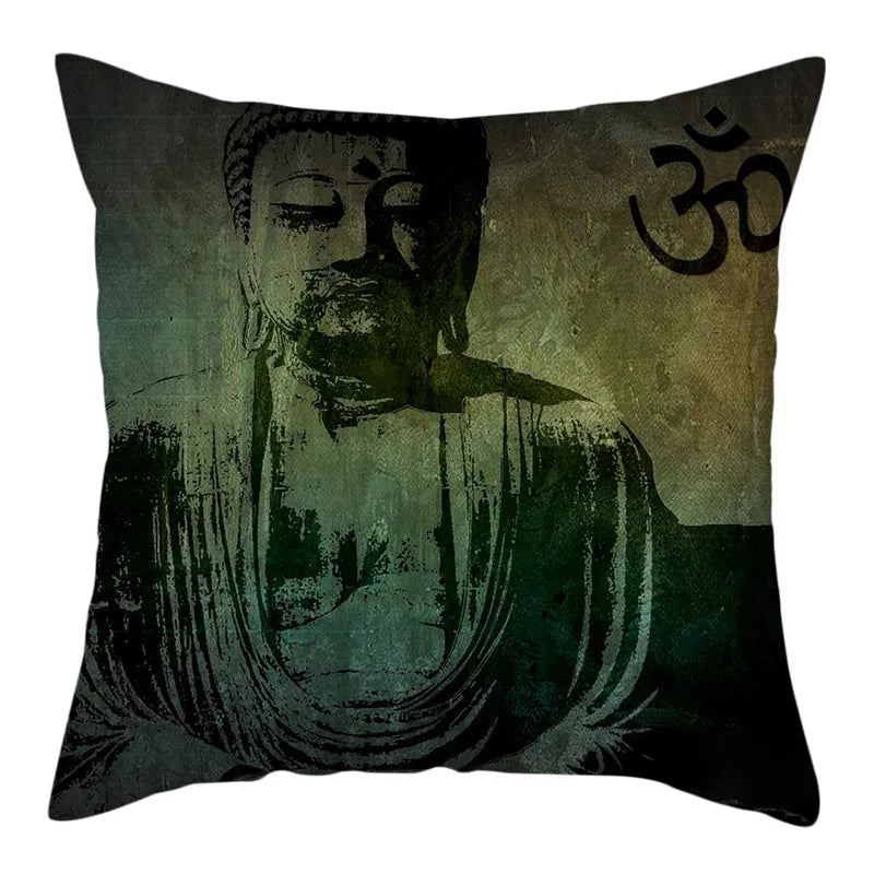 Buddha Pattern Throw Pillow Cover by Axyaa for Home, Car, Sofa Décor