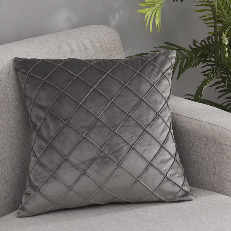 Velvet Geometric Cushion Cover by Axyaa - 45x45cm Pillowcase for Home Decor
