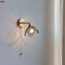 Axyaa Gray Glass LED Bathroom Mirror Light Copper Nordic Wall Sconce