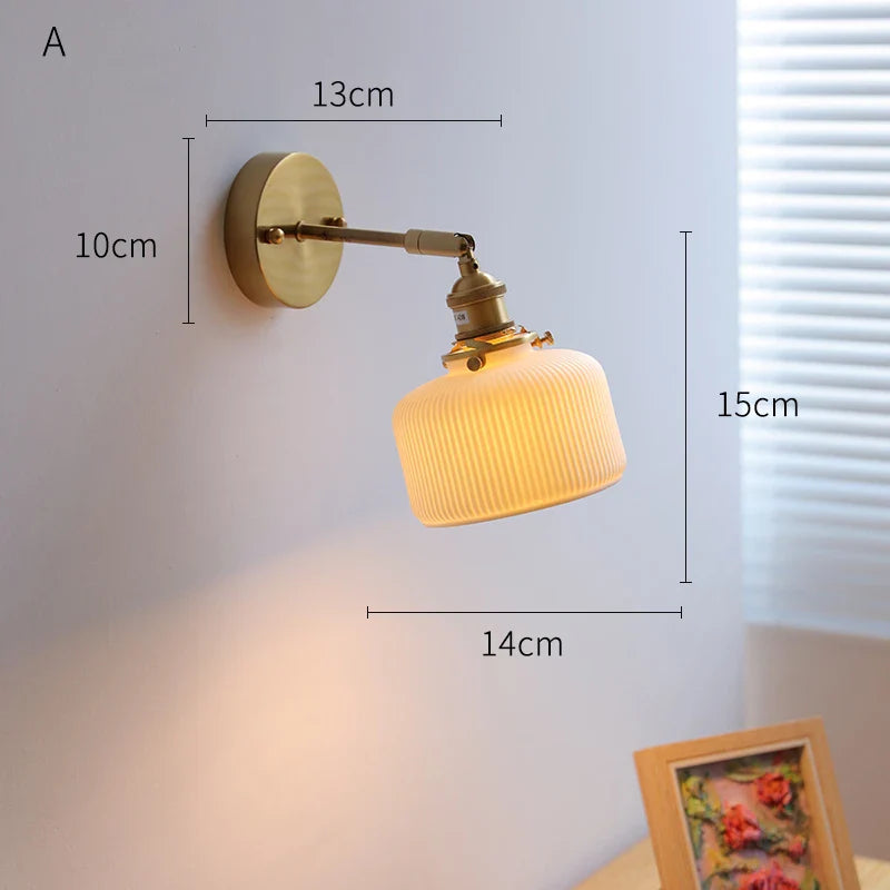 Axyaa Ceramic LED Wall Lamp with Knob Switch for Bedroom, Bathroom, and Stairway