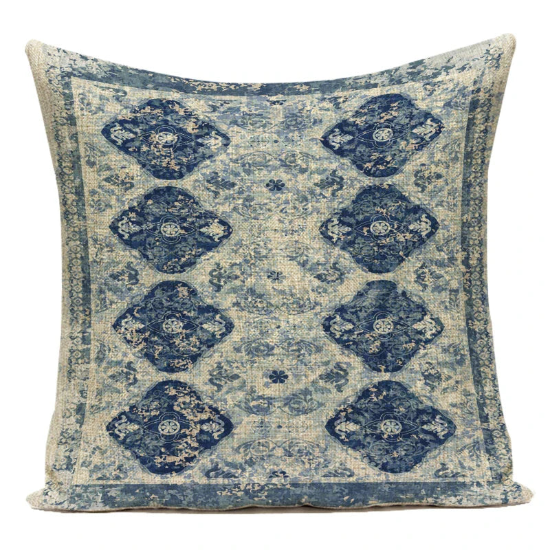 Axyaa Moroccan Mandala Linen Cushion Covers for Vintage Home Decor