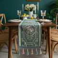 Luxury Nordic Embroidery Table Runner & Tassel Decor by Axyaa