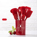 Axyaa Silicone Kitchen Utensils Set with Wooden Handle - Cooking Tools & Egg Beaters