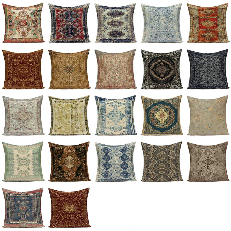 Axyaa Moroccan Mandala Linen Cushion Covers for Vintage Home Decor