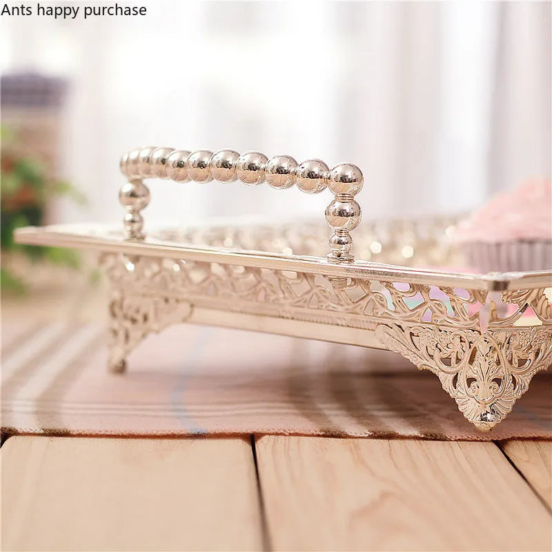 Axya Silver Plated Tray: Elegant European Style Dessert & Snack Serving Tray