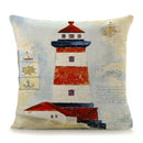 Axyaa Mediterranean Lighthouse Sail Print Pillow Cover for Home Decor
