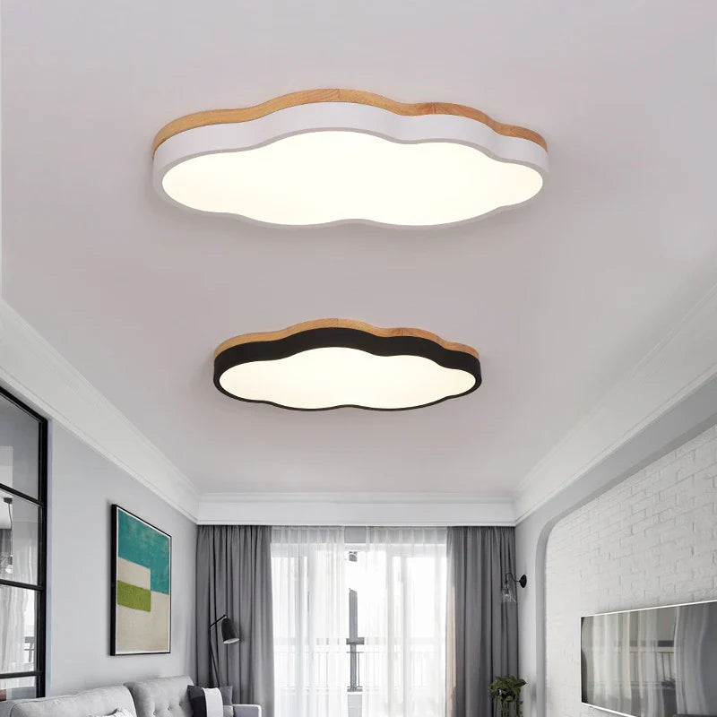 Axyaa Cloud Shape Wood Ceiling Light Fixture for Kids Room