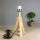 Axyaa Wooden Tripod Bedside Table Lamp Base - Black Nightstand Light Holder