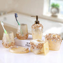 Axya Resin Five-piece Bathroom Set - Elegant European Style Washbasin and Toothpaste Storage